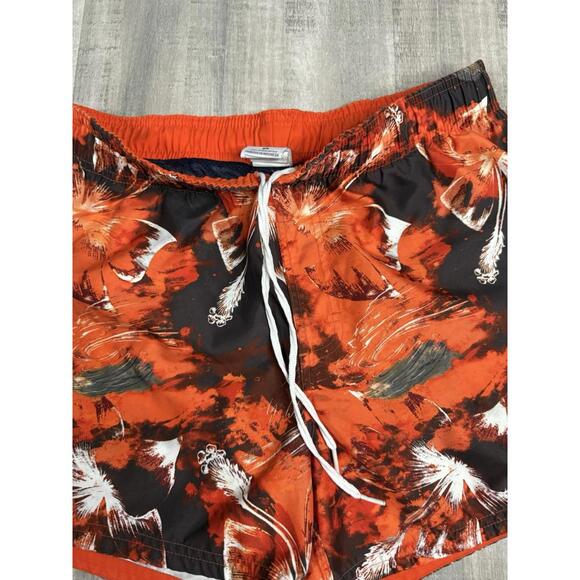 Nike Hawaiian Floral Beach Swim Trunks Liner Board Orange Men’s Small 5” Inseam - Picture 4 of 7